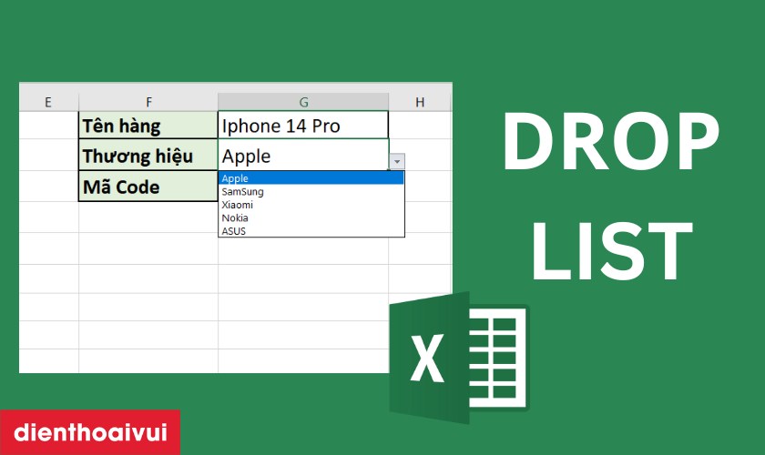 tạo drop list trong excel