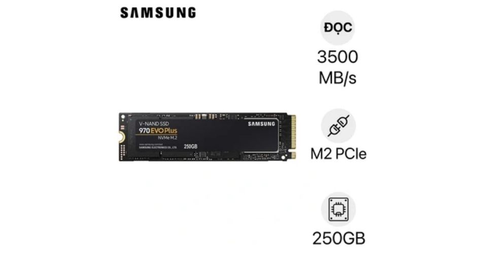 Ổ cứng SSD Samsung 970 EVO PLUS M2 PCIE NVME 2280 250GB chính hãng