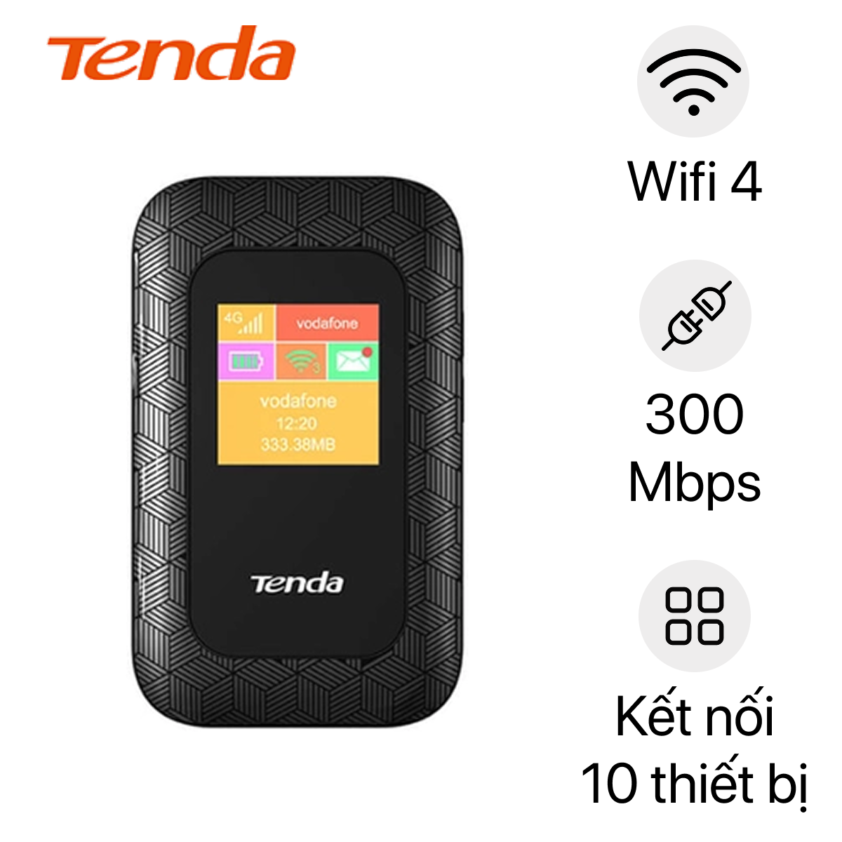 Router Wifi Tenda 4G05 dùng SIM 4G LTE 300Mbps-Đen | Giá tốt 2024
